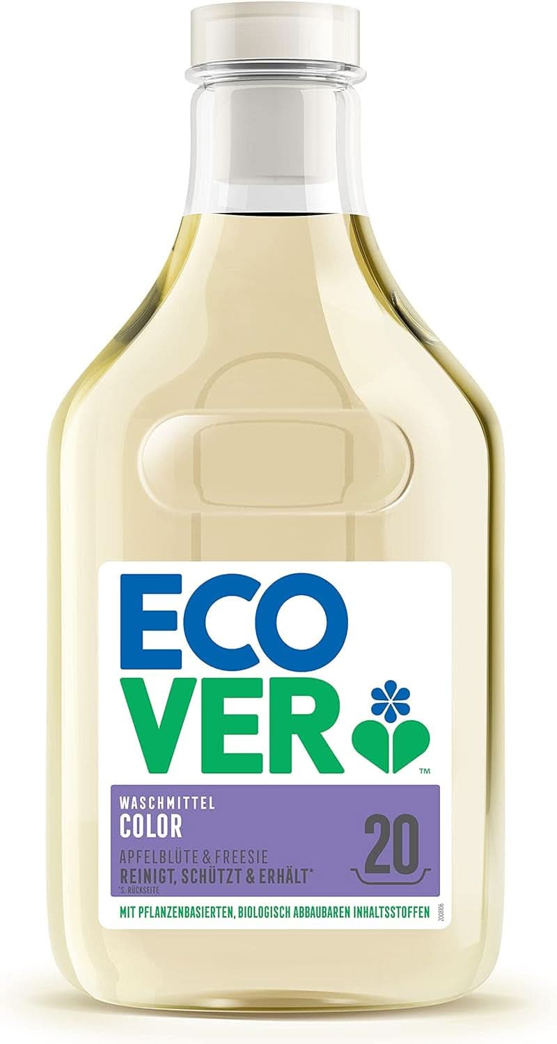 Detergent de rufe Ecover Color Apple Blossom & Freesia, Detergent lichid cu ingrediente pe bază de plante pentru păstrarea și protejarea hainelor Naty Shop