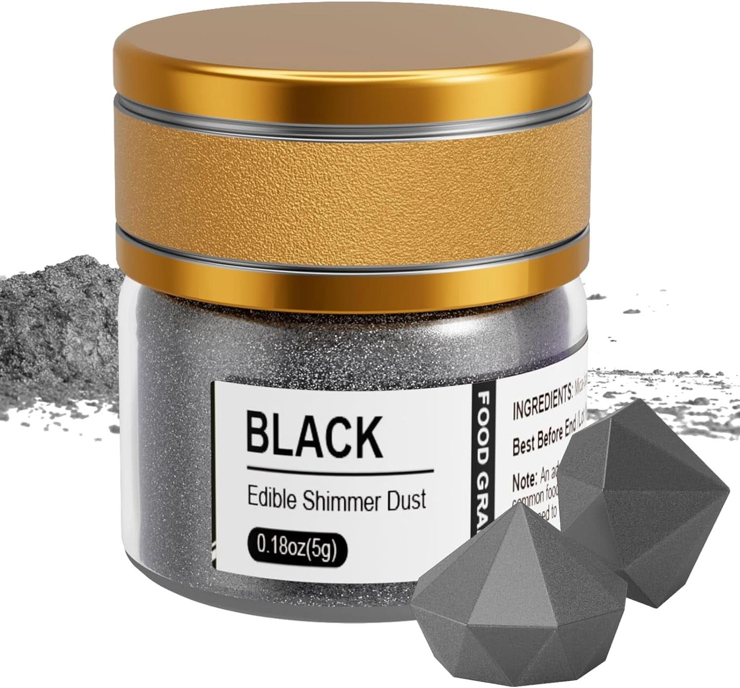 Glitter comestibil, diverse nuante, 5 grame Naty Shop Negru