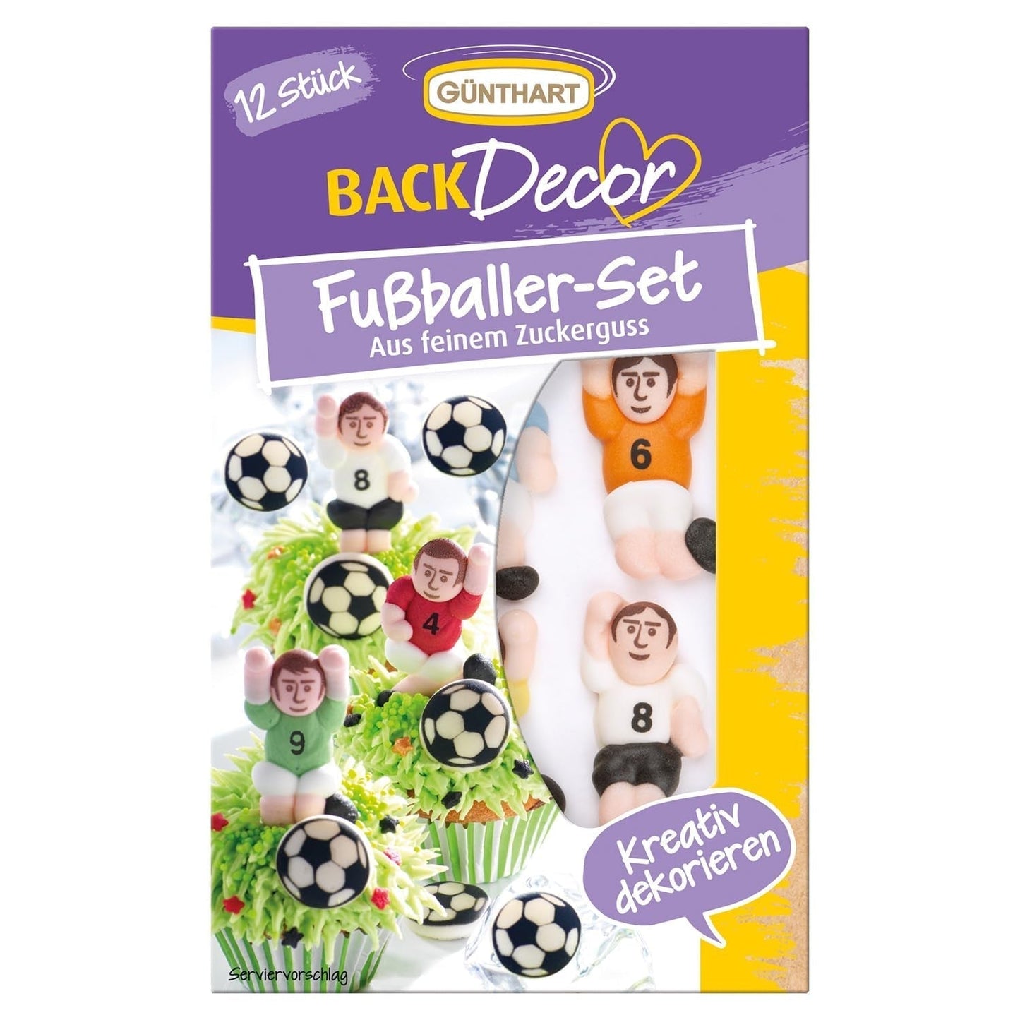 Günthart Backdecor 12 Fotbaliști de zahăr și mingi de fotbal, 21 grame Naty Shop