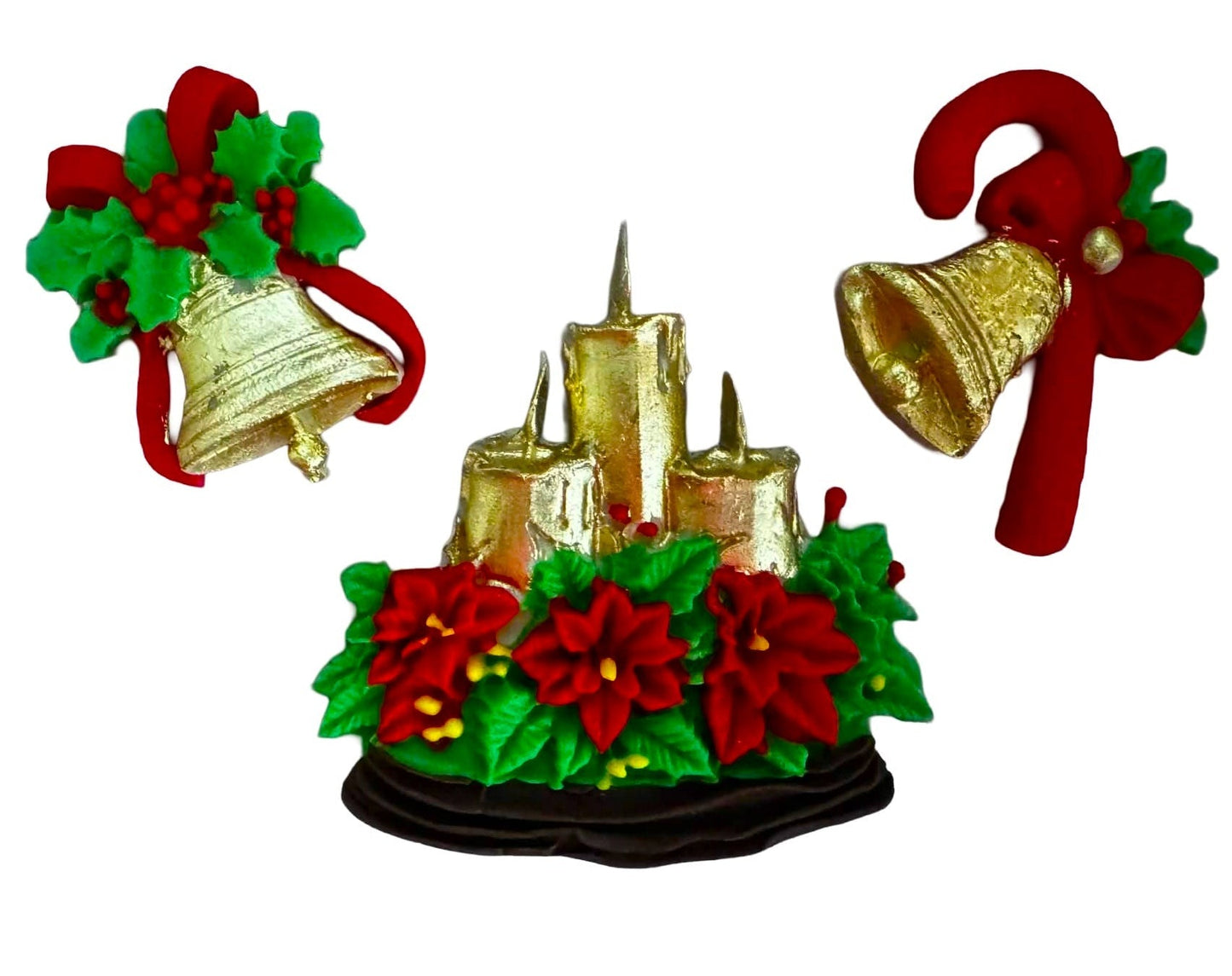 Set De 3 Decoratiuni Comestibile Pentru Sarbatori - Decoratiuni Din Pasta De Zahăr, Dimensiuni 5-8 cm