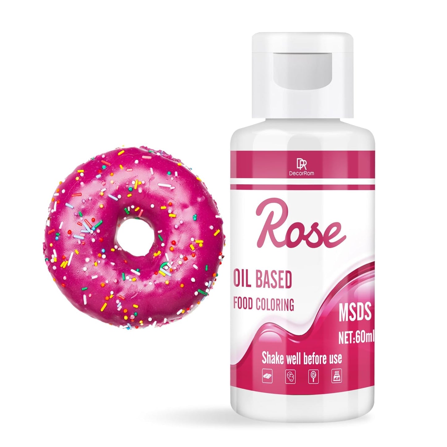Colorant Alimentar Solubil În Grăsimi Pentru Ciocolată Roz 60 Ml - Ușor De Folosit Pentru Decorare Torturi Și Fondant