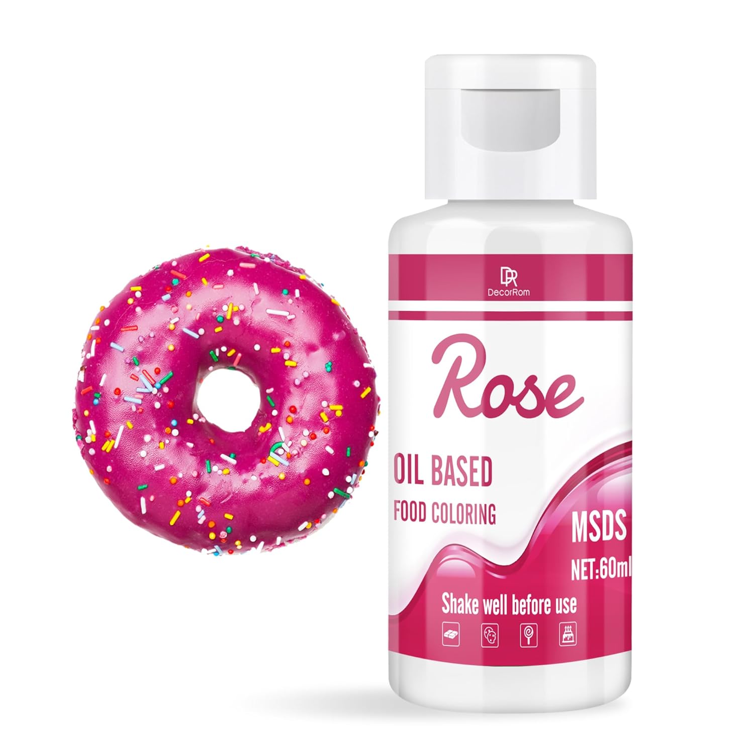 Colorant Alimentar Solubil În Grăsimi Pentru Ciocolată Roz 60 Ml - Ușor De Folosit Pentru Decorare Torturi Și Fondant