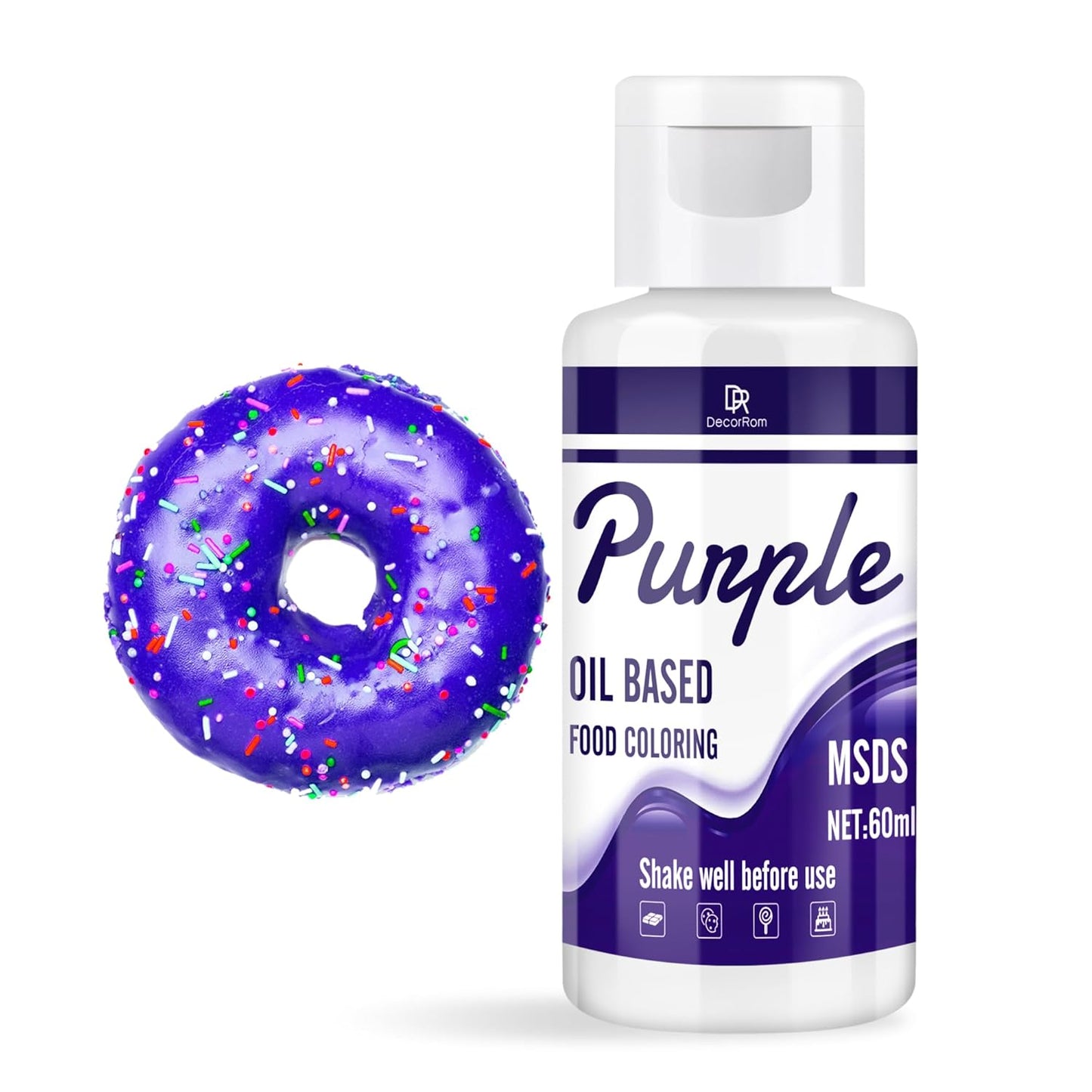 Colorant Alimentar Solubil În Grăsimi Pentru Ciocolată Mov, 60 ml - Perfect Pentru Decorarea Torturilor