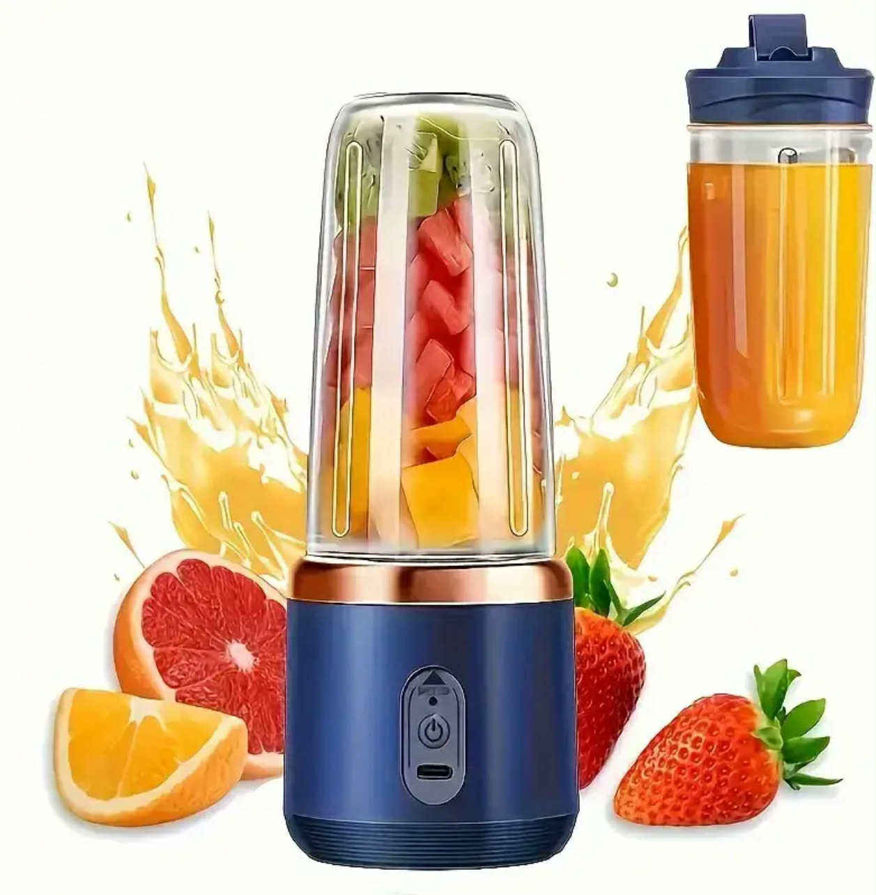 Blender Portabil Fructe Și Legume Fără Fir 40W 400ml Albastru - Operare Simplă Oprire Automată