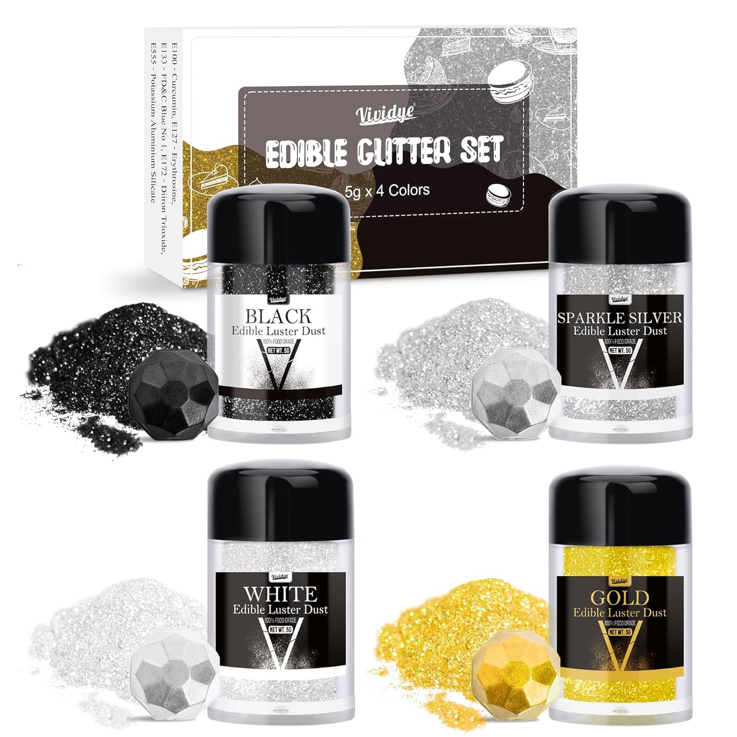 Glitter Comestibil Pudră 30 Grame - Sclipire Fină Pentru Deserturi Praline Și Torturi