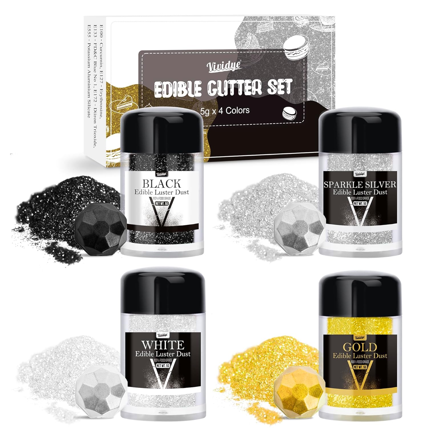 Glitter Comestibil Pudră 30 Grame - Sclipire Fină Pentru Deserturi Praline Și Torturi