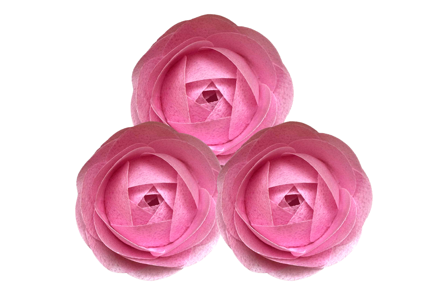 Set 3 Decoratiuni Comestibile Din Vafa Trandafiri Roz - Realizate Manual Diametru 8 Cm