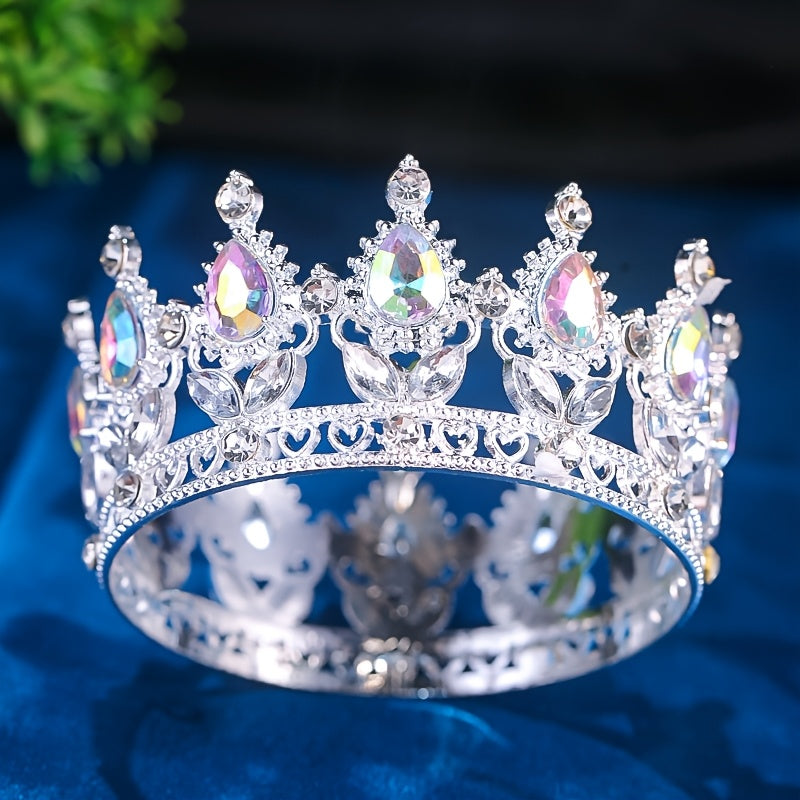 Coronita Argintie Din Metal Cu Pietre - Decoratiune Eleganta Pentru Torturi Si Evenimente Speciale