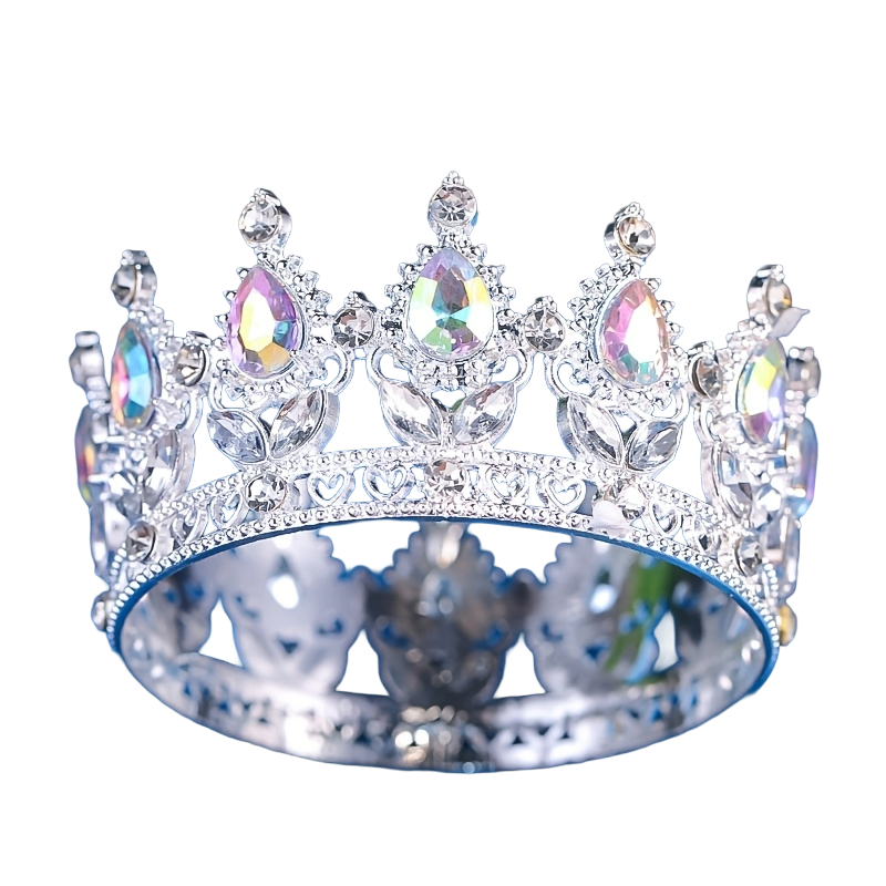 Coronita Argintie Din Metal Cu Pietre - Decoratiune Eleganta Pentru Torturi Si Evenimente Speciale