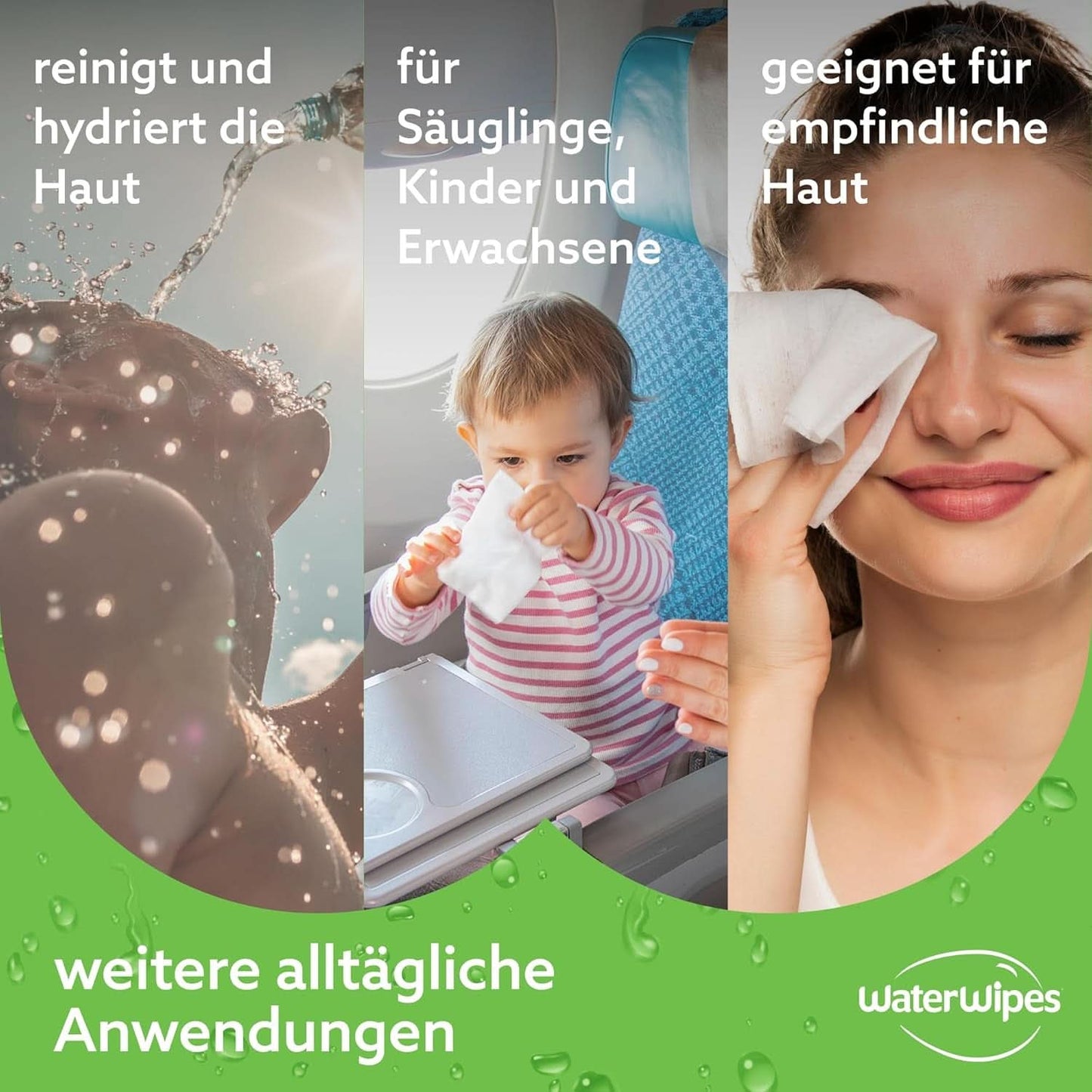 Waterwipes Șervețele pentru bebeluși hidratante și de curățare, cu 99% apă și extract de Aloe Vera, șervețele umede pentru față și corp Naty Shop