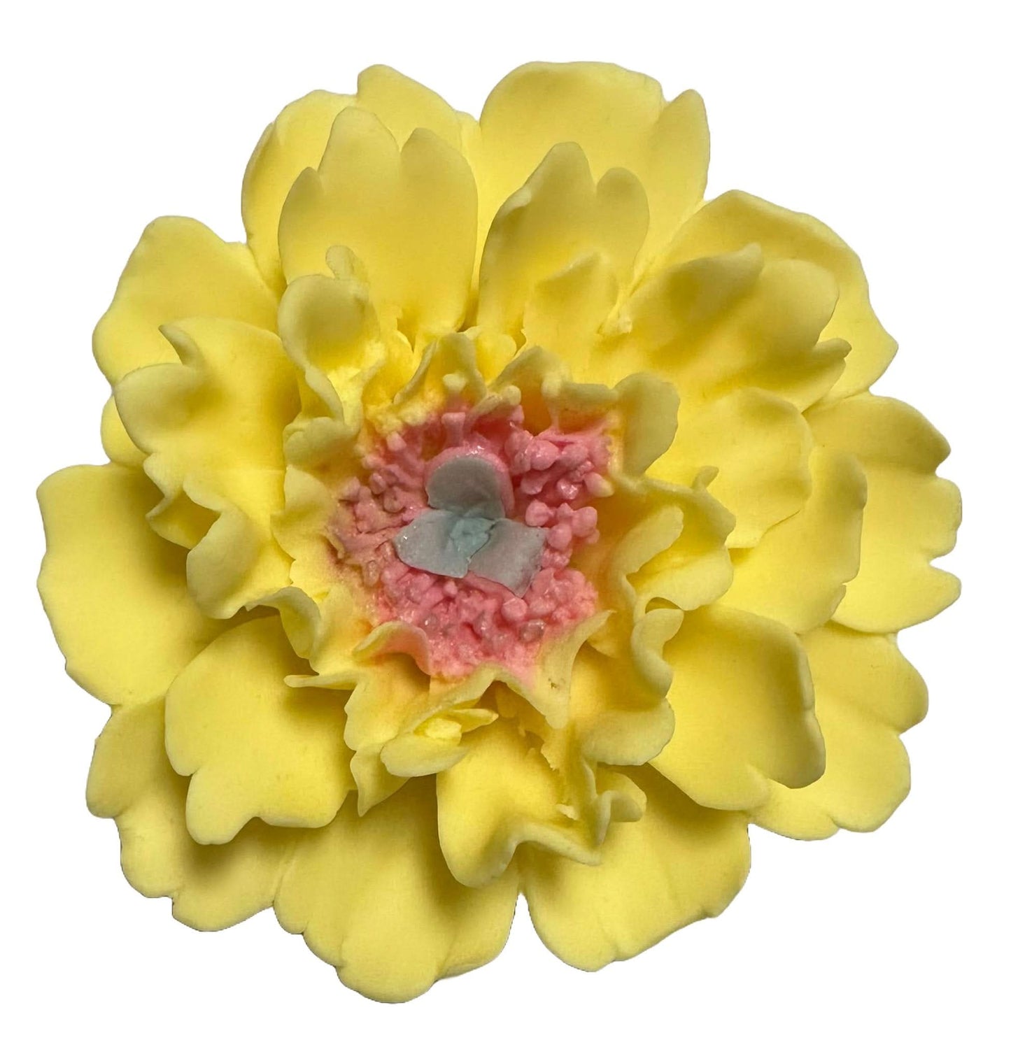 Decoratiune comestibila din zahar, Bujor galben Decoratiuni din Pasta de Zahar Nati Shop