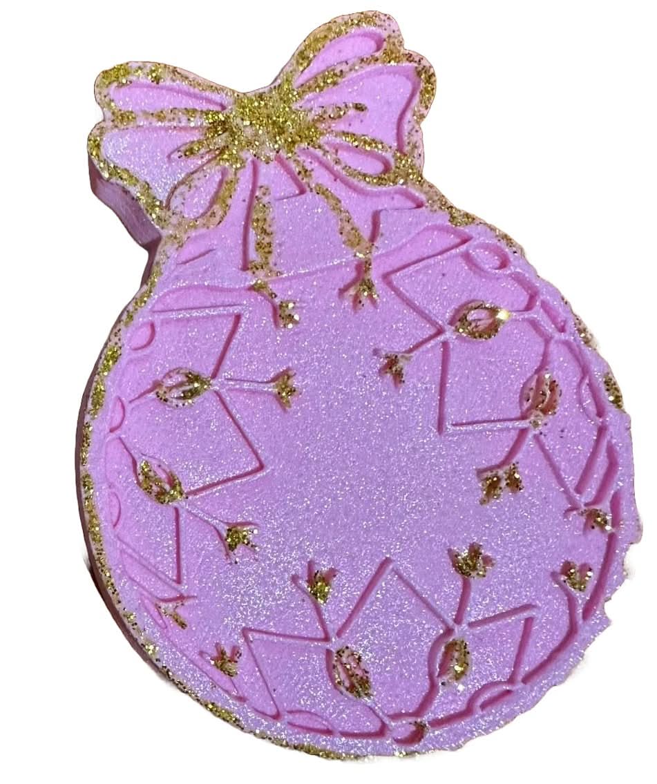 Decoratiune comestibila din zahar, Glob de brad, roz Decoratiuni din Pasta de Zahar Nati Shop