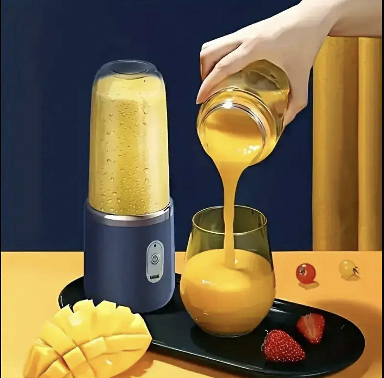 Blender Portabil Fructe Și Legume Fără Fir 40W 400ml Albastru - Operare Simplă Oprire Automată