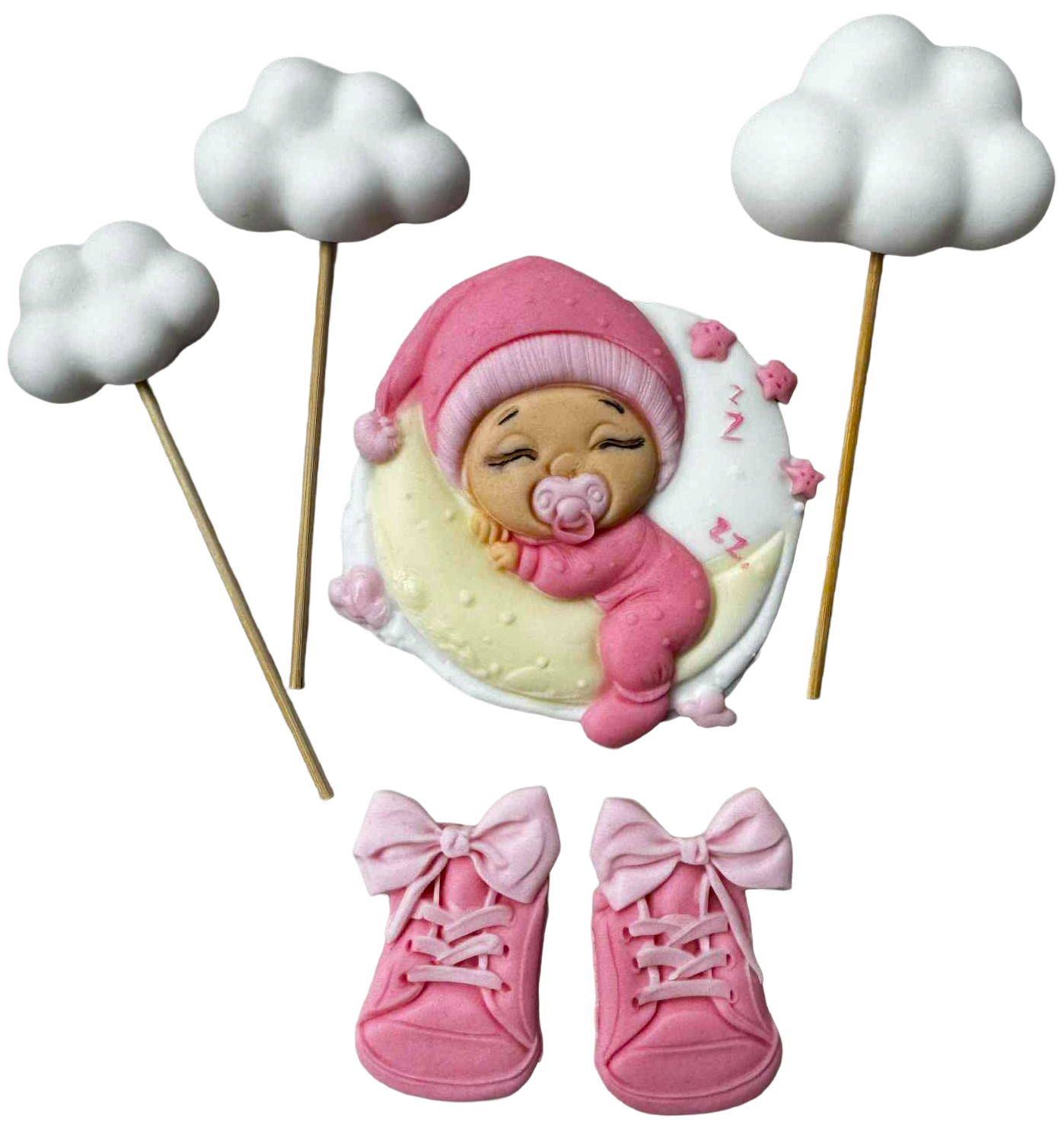Set 6 Decoratiuni Comestibile, Botez - Din Pasta De Zahăr, Dimensiuni 3-9 Cm, Ideale Pentru Tort De Botez