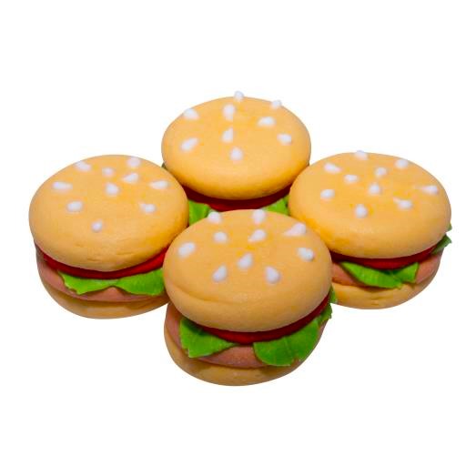 Set 4 Decorațiuni Din Pastă De Zahăr Hamburger - Decorațiuni Comestibile Pentru Torturi Și Prăjituri Aproximativ 3 Cm