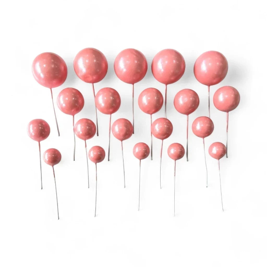 Set 20 Sfere Necomestibile Roz Sidef - Dimensiuni Diverse 2 cm, 2,5 cm, 3 cm și 4 cm pentru Decor Masa Festiva