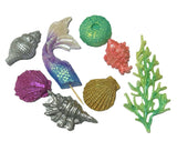 Set 8 decoratiuni comestibile din zahar, Sirena Decoratiuni din Pasta de Zahar Nati Shop